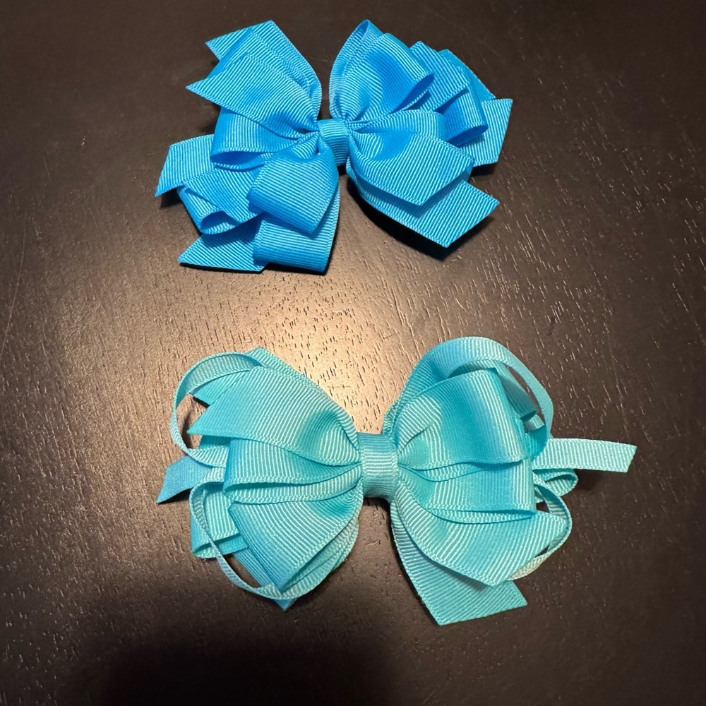 Blue Kids Hair Bow Set